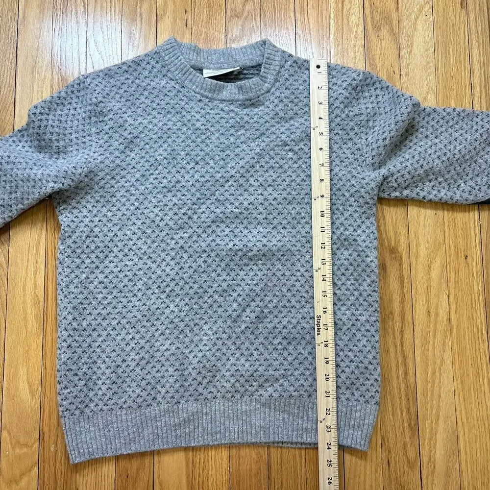 Fjallraven Ovik Nordic Sweater Men’s Size L Wool Gray Pattern Knit Elbow Patches - Picture 8 of 13